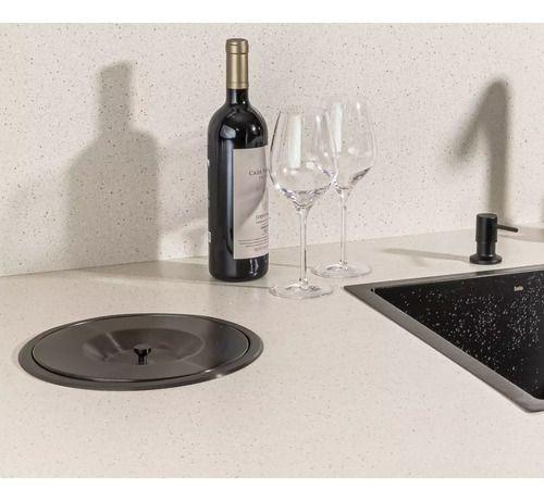 Imagem de Cuba dupla aço inox black + torneira gourmet preta e lixeira