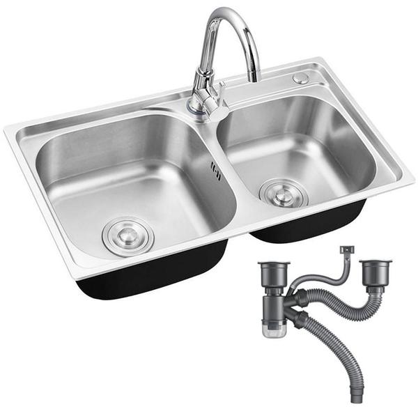 Imagem de Cuba Dupla Cozinha Gourmet Aço Inox Luxo Completa