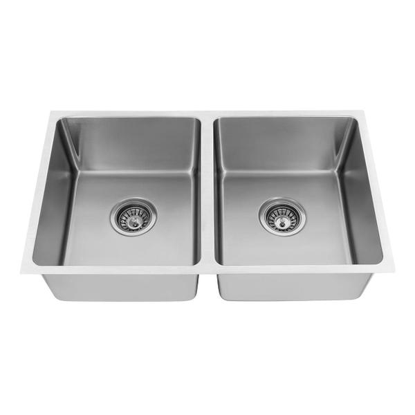 Cuba Dupla Cozinha Gourmet Inox Escovado 75X44Cm Prof 20Cm - Ghel plus Imagem de Cuba Dupla Cozinha Gourmet Inox Escovado 75X44Cm Prof 20Cm