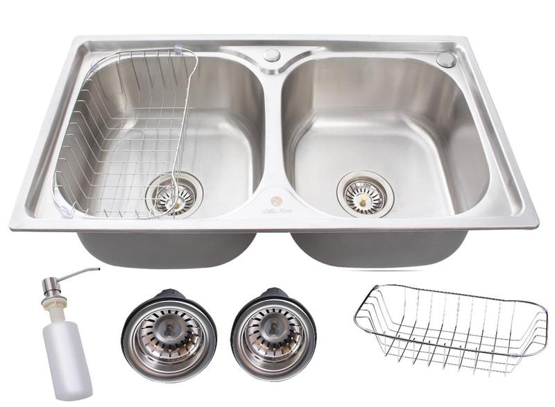 Cuba Dupla De Cozinha Gourmet Com Acessórios 78x43cm - Elleganto Cuba Dupla De Cozinha Gourmet Com Acessórios 78x43cm - Elleganto