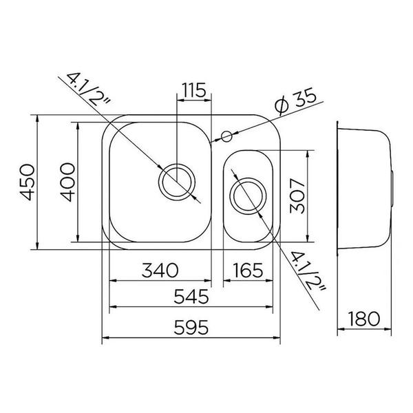 Imagem de Cuba Dupla Docol Lift 54,5X40Cm Alto Brilho 4,5 Em Inox