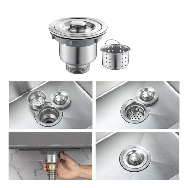 Imagem de Cuba dupla escovada inox 304 com torneira preta monocomando