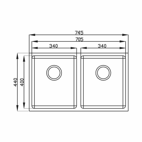 Imagem de Cuba dupla ghelplus premium 74,5x44x20cm acetinada 30533