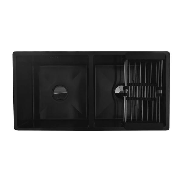 Imagem de Cuba Dupla Inox de Cozinha Premium - Embutir ou Sobrepor Gourmet 86x44 - Preta