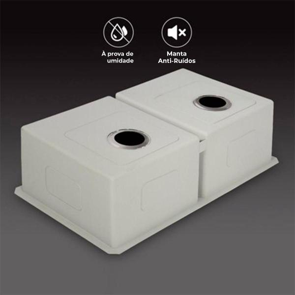 Cuba Dupla Quadrada Inox 304 3mm + Acessórios - Revomax Imagem de Cuba Dupla Quadrada Inox 304 3mm + Acessórios