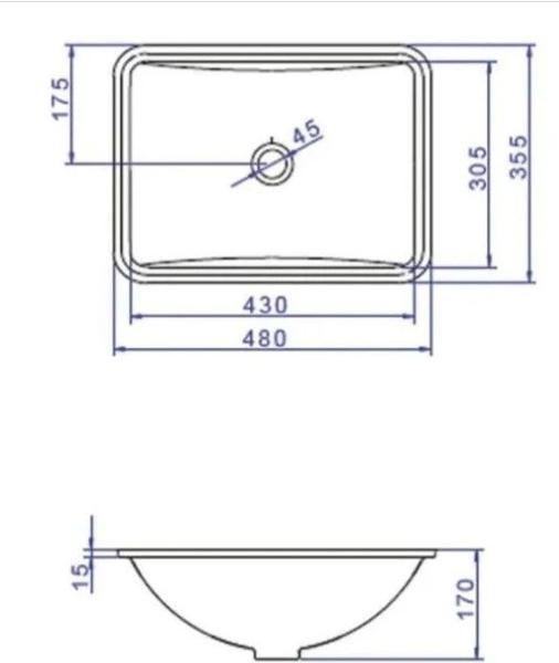 Imagem de Cuba embutir retangular 480 x 355mm - br l.375.17