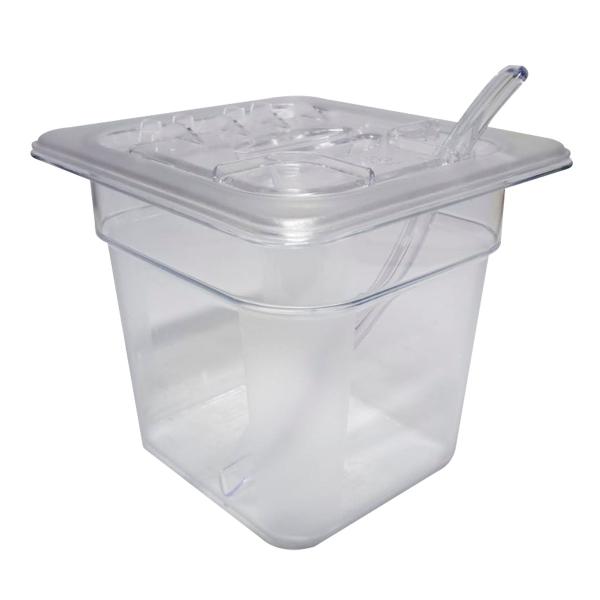 CUBA Gastronômica Em POLICARBONATO GN 1/6X150 mm 2,2 Litros + TAMPA 1/6 Em POLI Com FLIP, DOBRADIÇA e ABERTURA CAMBRO + COLHER Em POLI 21 cm Imagem de CUBA Gastronômica Em POLICARBONATO GN 1/6X150 mm 2,2 Litros + TAMPA 1/6 Em POLI Com FLIP, DOBRADIÇA e ABERTURA CAMBRO + COLHER Em POLI 21 cm