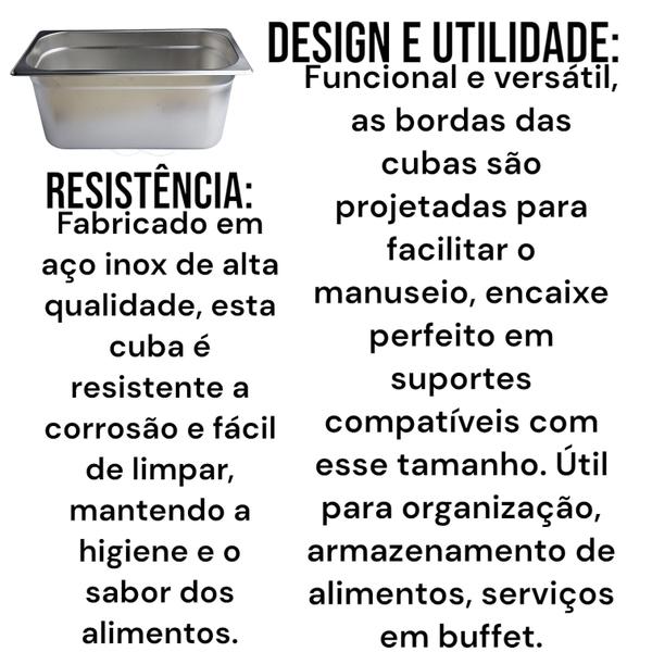Imagem de CUBA GN GASTRONÔMICA INOX 1/3 150MM SEM ALÇA 17,8x32,5x15CM 6,5L