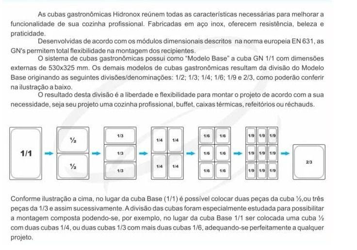 Imagem de CUBA GN GASTRONÔMICA INOX 1/6 100MM SEM ALÇA 16,3x10x17,6CM 2L