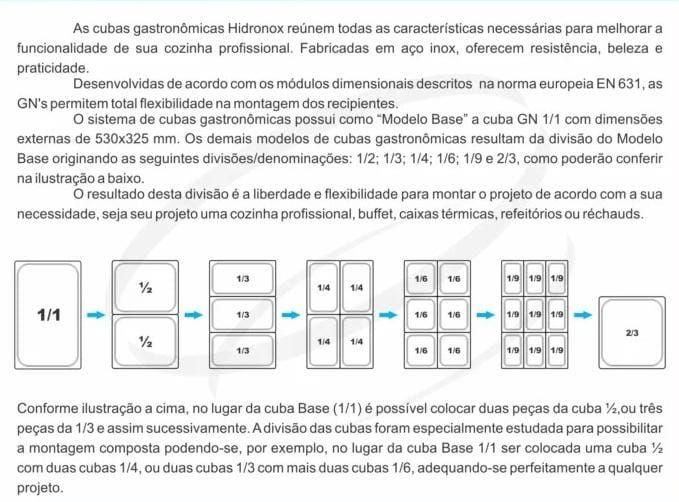 Imagem de CUBA GN INOX 1/9 100MM SEM ALÇA 1L 11x10x17,5CM MOD EUROPEU