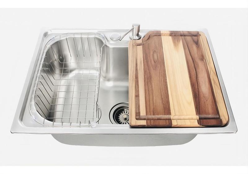 Imagem de Cuba Gourmet 50x40cm Inox 201 Com Torneira Gourmet e Tábua