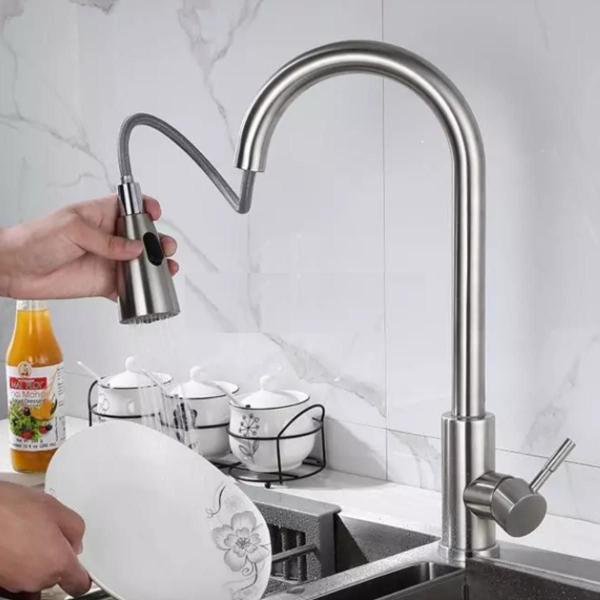 Imagem de CUBA GOURMET 50X40cm INOX304 + TORNEIRA EXTENSÍVEL E LIXEIRA