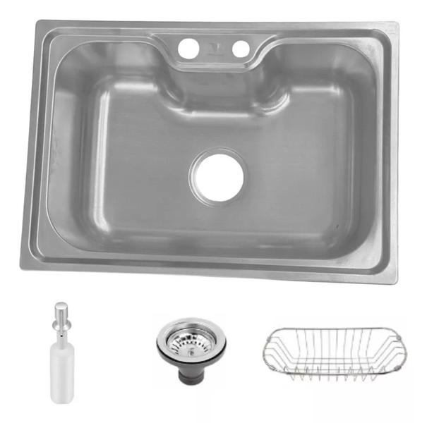 Imagem de Cuba Gourmet 60x42cm Aço Inox 201 C/ Acessórios e Faqueiro 20 peças