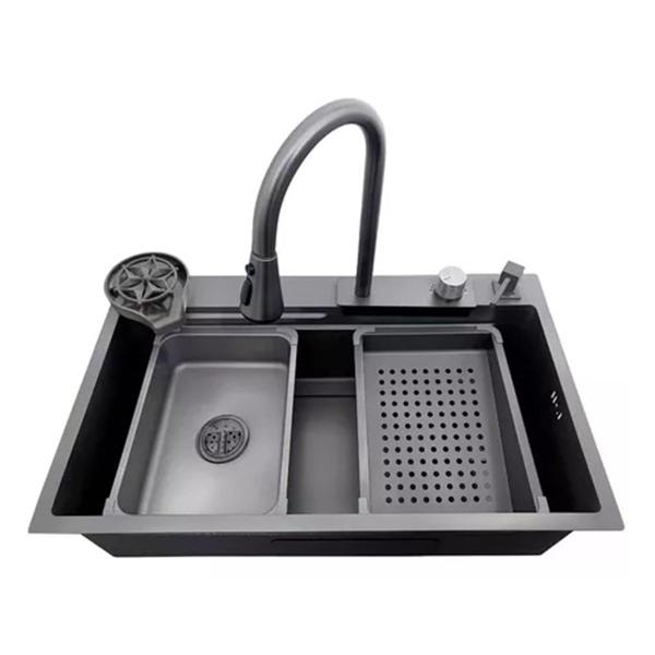 Imagem de Cuba Gourmet Cascata Multifuncional Aço Inox Luxo Lava Copos