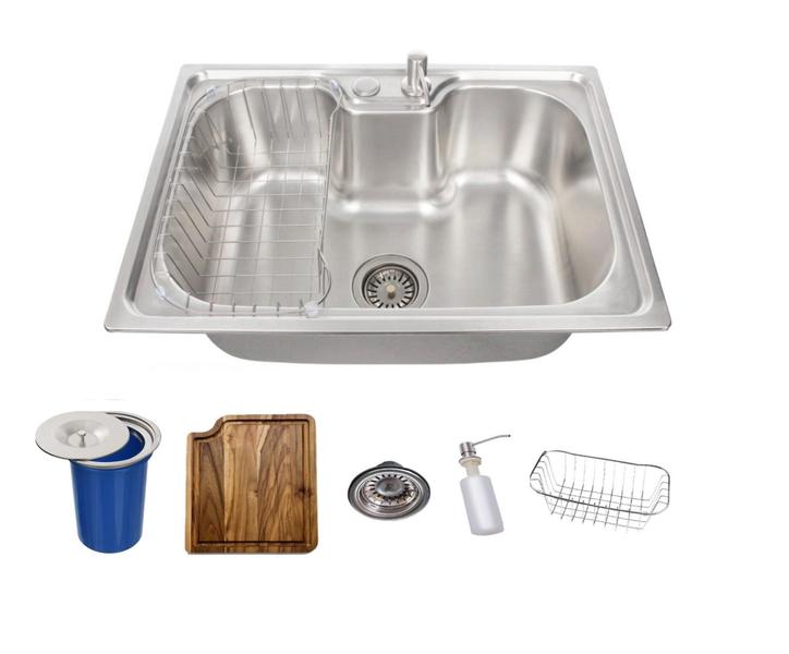 Imagem de Cuba Gourmet Cozinha 50X40Cm Aço Inox 304 Com Tabua/ Lixeira