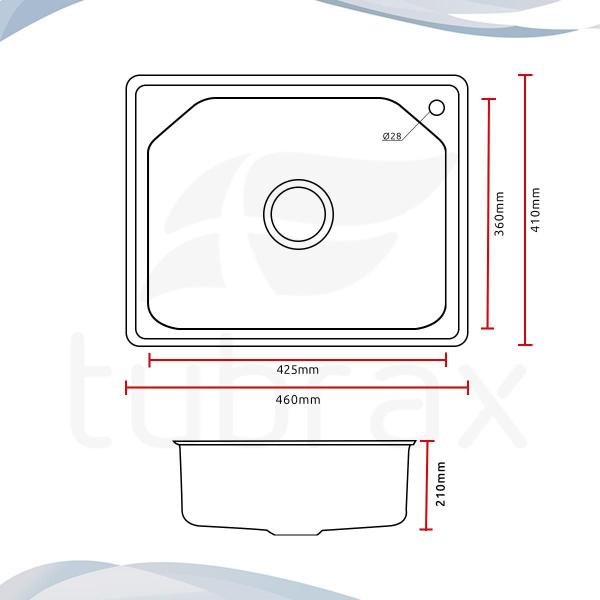 Imagem de Cuba Gourmet de Cozinha 46x41 Aço Inox 201 - CBC0015