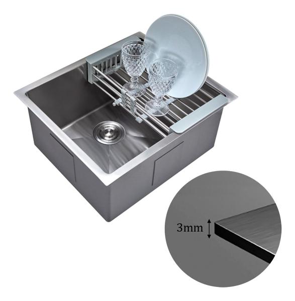 Imagem de Cuba Gourmet Pia Inox Quadrada Cozinha Luxo 50x45 Acessórios