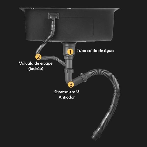 Imagem de Cuba Gourmet Pia Prata Inox 60X45 + Torneira Monocomando