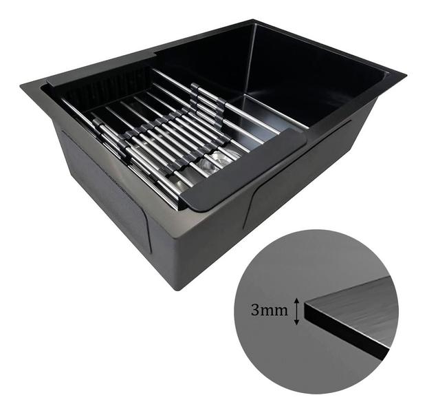 Imagem de Cuba Gourmet Pia Preta Inox 50x45 + Torneira monocomando luxo