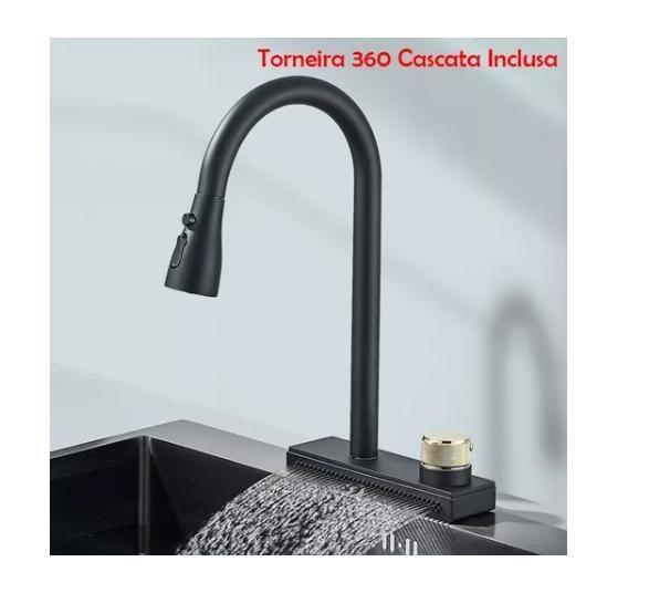 Imagem de Cuba Gourmet Premium Cascata Lavador Copos Torneira Completa