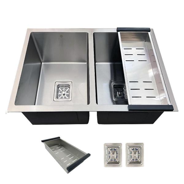 Imagem de Cuba Gourmet Quadrada Aço Inox 304 Escovada 78X43Cm Premium