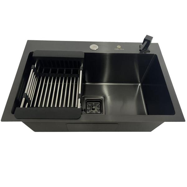 Imagem de Cuba Gourmet Quadrada Preta de Aço Inox 60x40cm com Acessórios - CUB-007 - STILLUS HOME