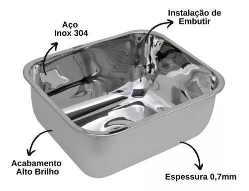 Imagem de Cuba Inox 50x40x20 Aço Inox 304 - Polida