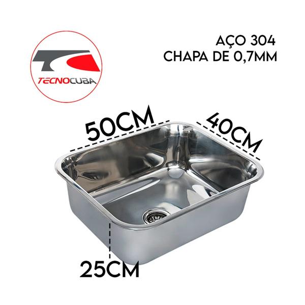 Imagem de Cuba Inox 50x40x25 Aço Inox 304 - Polida