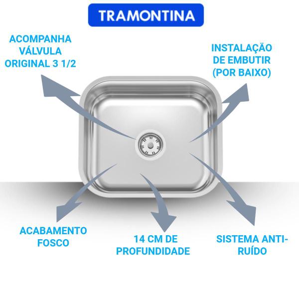 Imagem de Cuba Inox CozinhaTramontina Standard 40x34x14 Polida + Porta Esponja