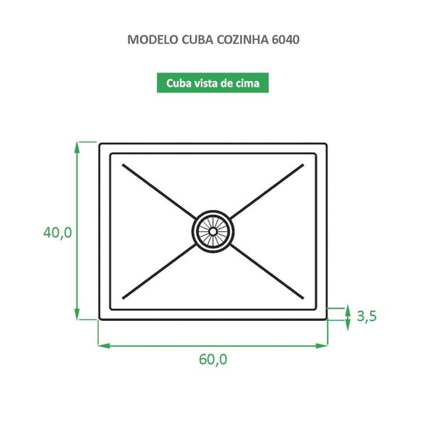 Imagem de Cuba Inox de Cozinha - Embutir ou Sobrepor Gourmet 60x40  com Acessórios - Prata