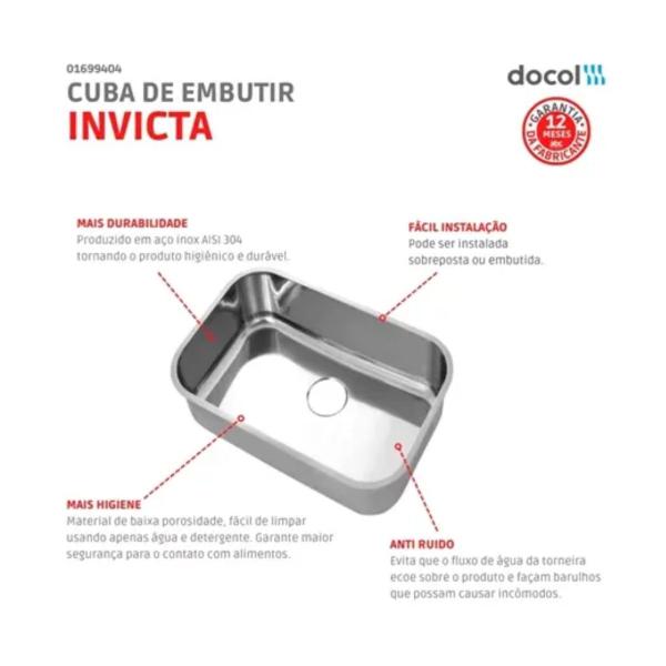 Imagem de CUBA INOX DOCOL PO INVICTA N02 - 56x34x18CM