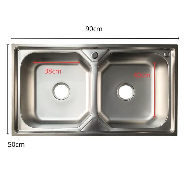 Imagem de Cuba Inox Gourmet Cozinha Dupla Luxo Aço 304 Com Válvula