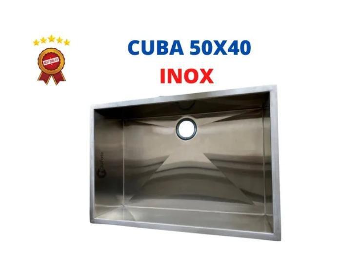 Imagem de Cuba inox industrial inox quadrada com canal equipado