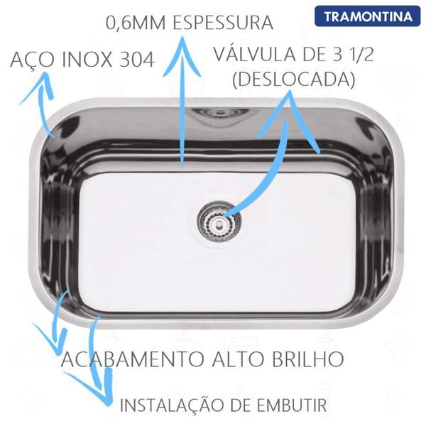 Imagem de Cuba inox n1 47x30x14cm perfecta tramontina c/ valvula