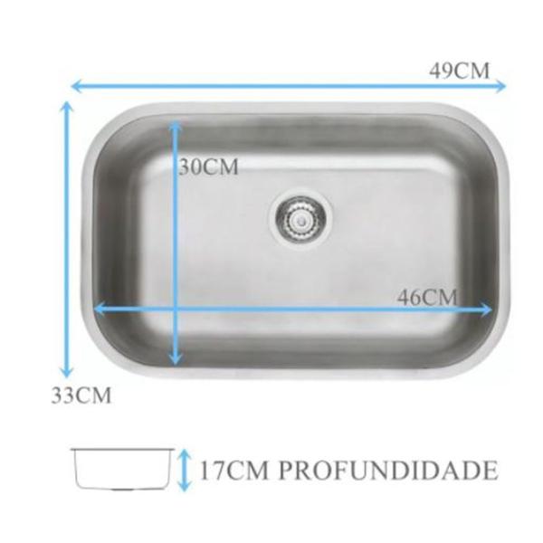 Imagem de Cuba inox n1 47x30x17cm acetinada prime tramontina 94022/107