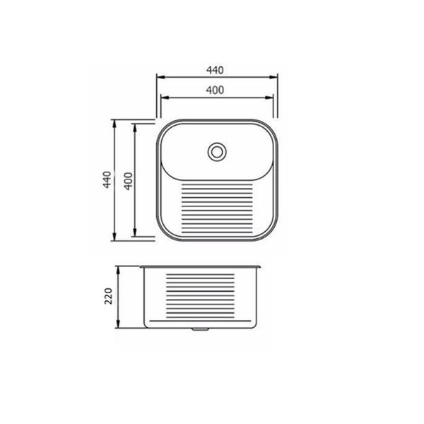 Imagem de Cuba Inox N2 56x34x14cm + Tanque Inox 40x40x22cm com Válvulas Gratuitas Tecnocuba