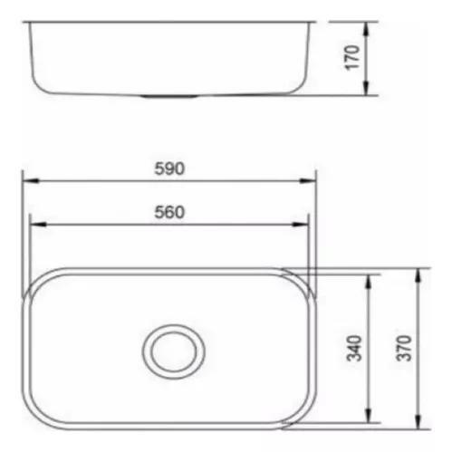 Imagem de Cuba inox N2 56x34x17 Aço AISI 430 