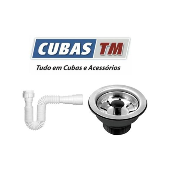 Imagem de Cuba Inox N2 56x34x17cm Pia de Cozinha Alto Brilho Tecnocuba Válvula e Sifão Flexível Gratuitos