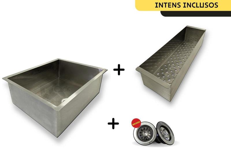 Imagem de Cuba Inox Para Cozinha De Embutir 400x400 moderna com escorredor