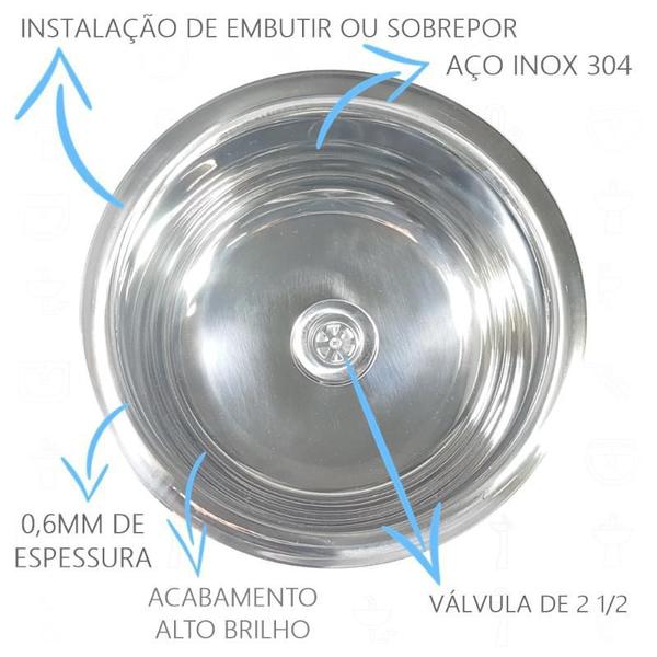 Imagem de Cuba inox redonda 25cm c/ valvula