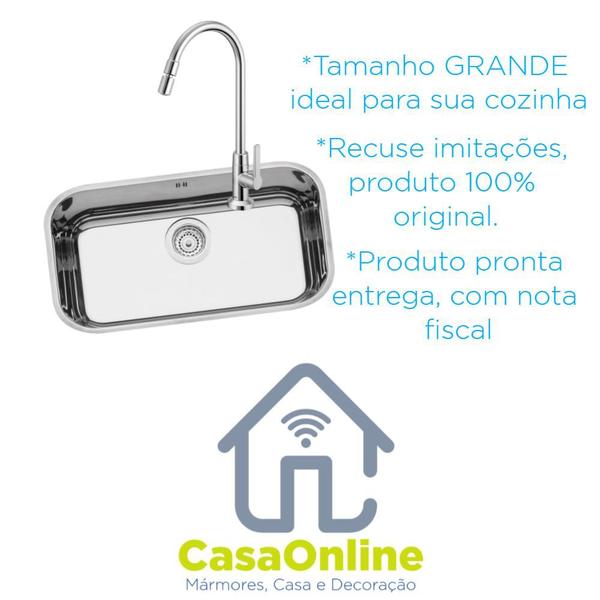 Imagem de Cuba Inox Tramontina Brilho 56x34X17 Escape + Torneira Docol Mesa