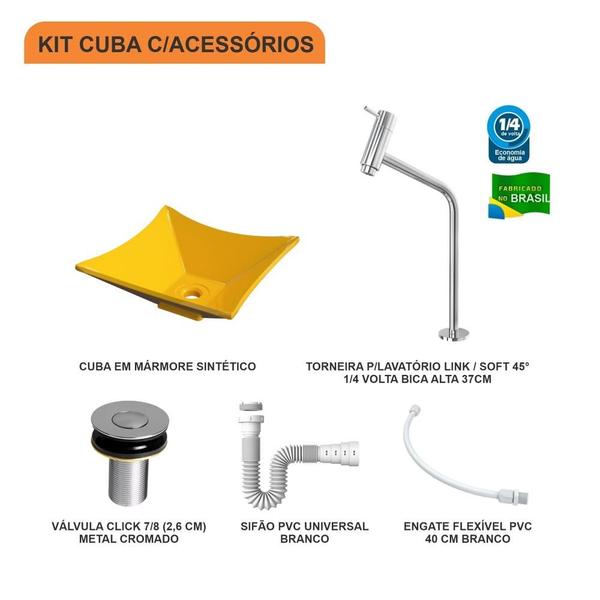Cuba L30 C/Torneira Link e Válv Click V2 + Sifão e Flexível - Compace Imagem de Cuba L30 C/Torneira Link e Válv Click V2 + Sifão e Flexível
