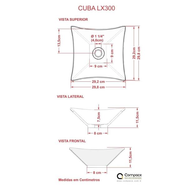 Cuba L30 C/Torneira Link e Válv Click V2 + Sifão e Flexível - Compace Imagem de Cuba L30 C/Torneira Link e Válv Click V2 + Sifão e Flexível