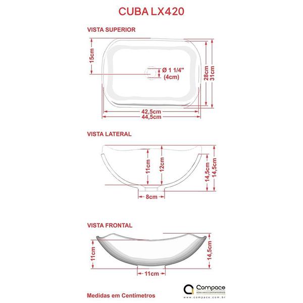 Imagem de Cuba L42 Abaulada C/Válvula Click 1.1/4" Colorida