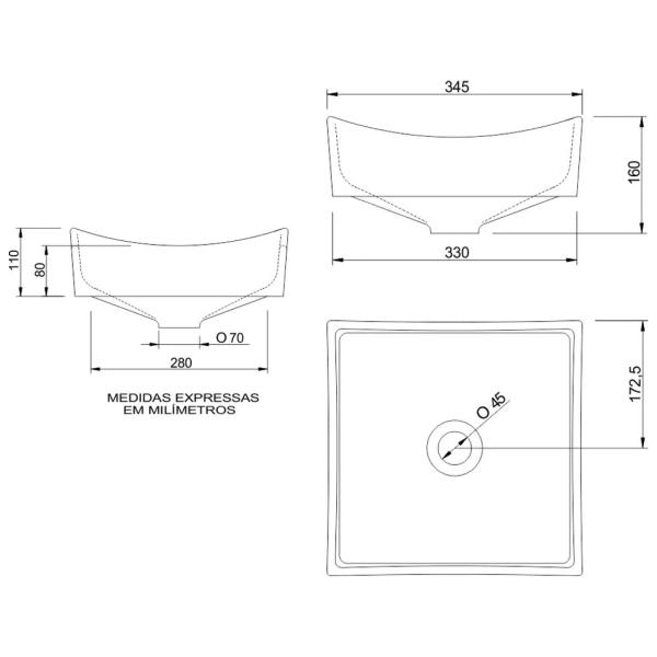 Cuba Lavatório Sobreposta Cerâmica Branca Quadrada 34cm Ravena Japi Imagem de Cuba Lavatório Sobreposta Cerâmica Branca Quadrada 34cm Ravena Japi