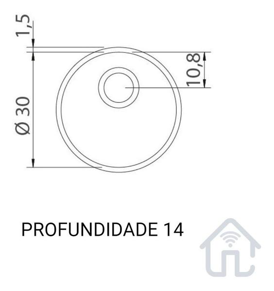 Imagem de Cuba Luna Redonda Inox Tramontina Pia Cozinha 30x30x14 Polida