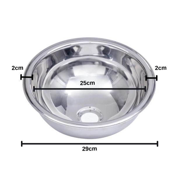 Imagem de Cuba Meia Bola Inox Lavatório 25Cm Aço 304- Tecnocuba