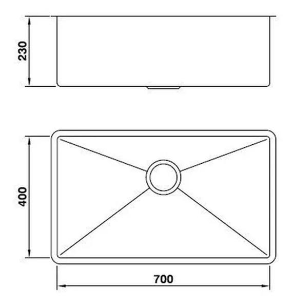 Imagem de CUBA MEKAL DE EMBUTIR RETTA LT-70 70X40X23 ESCOVADO R10 1mm 