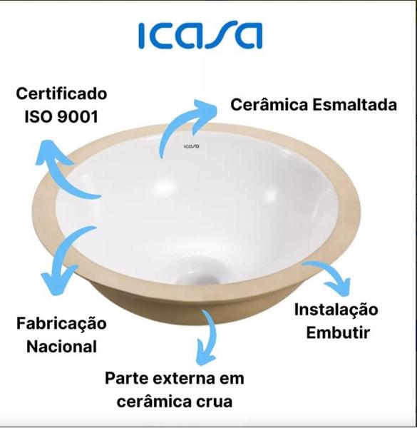 Imagem de Cuba Para Banheiro De Embutir Redonda 31cm branco - Icasa - CER1