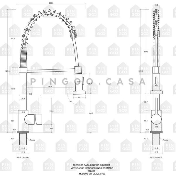 Imagem de Cuba para Cozinha Aço Inox com Acessórios Matis e Torneira Monocomando Envira Pingoo.casa - Preto